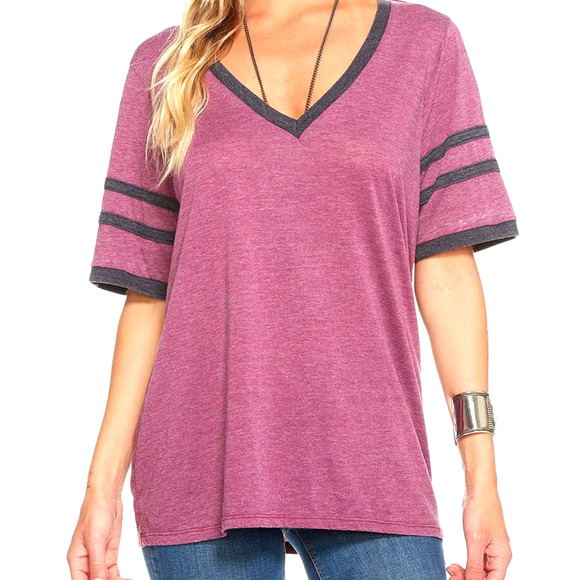 Chaser Purple Jersey V-Neck Football Tee Size Med